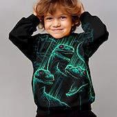 billiga Pojkens 3D-djur-Pojkar 3D Djur Dinosaurie Tröja Pullover Långärmad 3D-tryck Höst Vinter Mode Streetwear Häftig Barn 3-12 år 4-12 år Utomhus Ledigt Dagligen Normal
