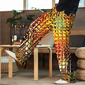 preiswerte Bedruckte Freizeithosen für Herren-Herren Hose Hosen Sommerhosen Strandhose Kordelzug Elastische Taille 3D-Druck Farbblock Grafik-Drucke Geometrie Komfort Casual Täglich Festtage Strassenmode Hawaiianisch Hellgrün Rote