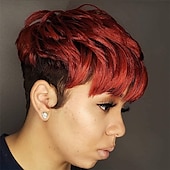 economico Parrucche trendy sintetiche-parrucche corte pixie cut con frangia bionda mista marrone parrucche sintetiche miste marroni per le donne nere parrucche corte pixie per le donne parrucche del partito di cosplay di halloween