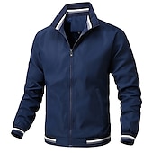 economico Giubbotti Casual-Per uomo Giacca Leggera Giacca Estiva Giacca a vento Giacca di transizione All&#039;aperto Vacanza Caldo Autunno Inverno Semplice Moda Streetwear Collo alla coreana Regolare Nero Bianco Giallo Blu Verde