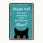 cheap Metal Tin Sign-1pc Retro Metal Tin Sign Cute Cat Tin Sign Vintage Kitchen Signs Wall Decor, Painting Wall Hanging for Home Decor Wall Art Metal Tin Sign 20x30cm/8&#039;&#039;x12&#039;&#039;