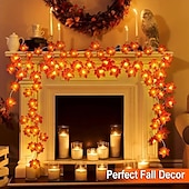 cheap USB String Lights-Red Maple Leaf USB String Lights Halloween Thanksgiving and Fall Decorations for Home Party and  Autumn Atmosphere Decoration