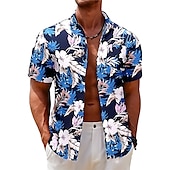 ieftine imprimare florală-Bărbați Floral Flori tropicale Cămașă Cămașă hawaiană Cămașă Aloha Mânecă scurtă Cămașă Răsfrânt Modă Designer Casual În aer liber Stradă Casual Negru Galben Roșu-aprins S M L