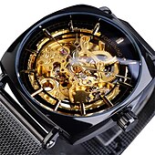 tanie Zegarki mechaniczne-Męskie zegarek mechaniczny Duża tarcza Moda Biznes Zegarek na rękę Szkielet Nakręcanie automatyczne Świecący WODOSZCZELNOŚĆ Stop Skóra Zobacz