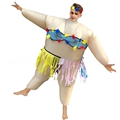 cheap Couples&#039; &amp; Group Costumes-Couples Hawaiian Inflatable Costumes Halloween Group Couples Costumes All Movie Cosplay Funny Costume Green Leotard / Onesie Halloween Carnival Masquerade Cloth