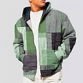 abordables Patrón Geométrico-Hombre Raya Estampados Sudadera Sudaderas Sudadera con cremallera Manga Larga Sudadera con capucha Con Capucha Deportes Impresión 3D Festivos Vacaciones Ropa de calle Rojo Azul Piscina Bolsillo