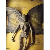 cheap Halloween Hanging &amp; Tabletop Decorations-Halloween Mummified Fairy Display Box Solid Mdf Rectangle Distressed Wooden Hard Gift Durable Scary Mummy Skeleton With Wing Decoration Living Room Supplies