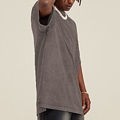 billige grunnleggende t-skjorter-Herre 100% bomullssyre-vaskeskjorte Oversized skjorte Kortermet Crew-hals Vår sommer عادي Mote Designer Fritid Sport &amp; Utendørs Daglig Gateklær Svart Rosa Grønn Topp T-skjorte for menn