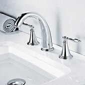 cheap Multi Holes-Widespread Bathroom Faucet Sink Mixer Basin Taps, Twin Handle Vessel Tap with Cold and Hot Hose