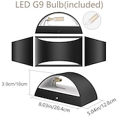 preiswerte Indoor-Wandleuchten-2er-Pack 20 cm (8 Zoll) einfache und moderne, fest verdrahtete Wandleuchte für den Innenbereich, schwarz und weiß, 9 W, austauschbare G9-Glühbirne, geeignet für Schlafzimmer, Nachttisch, Wohnzimmer,
