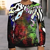 tanie 3D zwierzęta dla chłopca-Dla chłopców 3D Graficzny Wszechświat Dinozaur Podkoszulek T-shirt Długi rękaw Druk 3D Lato Wiosna Jesień Sport Moda Moda miejska Dzieci 3-12 lat Na zewnątrz Codzienny Regularny