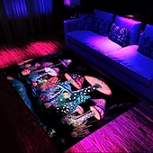 preiswerte Blacklight Teppiche-Fantasy-Pilz-Schwarzlicht-Teppich, Bodenmatte, UV-reaktiver, im Dunkeln leuchtender Teppich, großer rutschfester Teppich für Raumdekoration