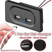 abordables Cargadores para coche-Starfire, 1 Uds., enchufe de cargador usb dual 3.1a para motocicleta, camión, barco, adaptador de corriente para coche, toma de corriente