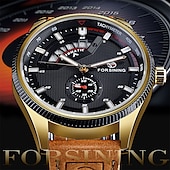 halpa Mekaaniset kellot-FORSINING Miesten Mekaaninen Kello Ulkoilu Urheilu Muoti Rannekello Automaattinen Itsesäätyvä Hehkuva Kalenteri Vedenkestävä Nahkakello