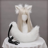 levne Doplňky pro úpravu vlasů-plyšové liščí uši a ocas cosplay doplňky ručně vyráběná simulace šelem uši, obruče do vlasů a ocas, sada šperků