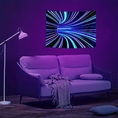 זול שטיחי קיר של Blacklight-blacklight שטיח uv תגובתי זוהר בחושך מסיבת ניאון תלת מימד מערבולת פסיכדלי טריפי ערפילי תלוי שטיח קיר אמנות קיר ציור קיר לחדר שינה בסלון