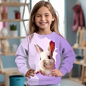 levne 3D zvířata dívky-Dívčí 3D Komiks Králíček Mikina Dlouhý rukáv 3D tisk Léto Podzim Módní Šik ven Rozkošný Polyester Děti 3-12 let Venkovní Ležérní Denní Běžný