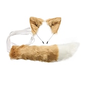 cheap Hair Styling Accessories-Handmade Cosplay Children&#039;S Performance Anime Cute Fox Color Rabbit Fur Animal Ears Hair Hoop Tail Accessory Set