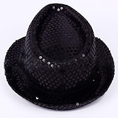 cheap Novelties-Creative LED Flashing Jazz Cap Adult Hip Hop Dance Show Sequin Jazz Hat Glow In The Dark Luminous Fedora Costumes Stage Props