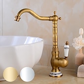 cheap Rotatable-Vintage Kitchen Faucet Sink Mixer Taps, Single Handle Vessel Tap with Cold and Hot Hose