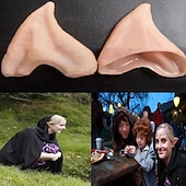 cheap Halloween Mask &amp; Props-Halloween Elf Ears Cosplay Props, Latex Fairy Angel Dress Up False Ears, Half Elf Ears for Halloween Costume, Party Decoration Accessories