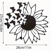 ieftine Scăzut la 30 $-fluture modern floarea soarelui decor de perete metalic copacul vieții artă de perete metalică ornament de pasăre acasă dormitor sufragerie decor fereastră