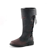 economico Stivali da uomo-stivali da uomo stivali da cowboy retrò stivali rinascimentali casual outdoor daily pu traspirante confortevole antiscivolo con lacci corteccia marrone nero autunno inverno