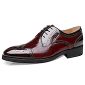 economico Formale-scarpe oxford da uomo in pelle verniciata bordeaux con dettagli brogue e motivo coccodrillo - eleganti scarpe eleganti con lacci per occasioni formali
