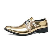 billige Semi-formell-herresko i rosa metallisk spenne – mote loafers med rhinestone-detaljer for fest- og sceneklær