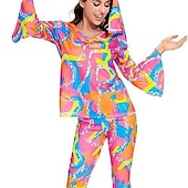 billige Antrekk-Retro / vintage 1980erne Sjokkrosa Drakter قميص Bell Bottoms bukser Hippie dukke Dame Maskerade Fest / aften Pride-parade Pride måned Voksne Topp Bukser Pannebånd