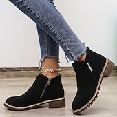 ieftine Botine-Pentru femei Cizme Pantofi de piele intoarsa Mărime Plus Size Cizme cu toc În aer liber Muncă Zilnic Culoare solidă Ghete Botine Iarnă Blocați călcâiul Toc Jos Vârf rotund Epocă Modă Casual PU Fermoar
