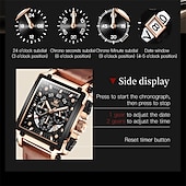abordables Relojes de Cuarzo-Reloj de cuarzo OLEVS para hombres calendario cronógrafo gran bisel reloj impermeable de cuero genuino