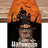 cheap Table Runners-Pumpkin Table Runner Halloween Fall Burlap Tablerunner Farmhouse Indoor Table Autumn Decoration Table Flag Decor For Dining Weddig Party Holiday
