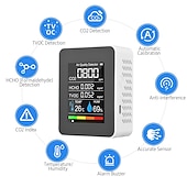 cheap Humidifiers &amp; Dehumidifiers-Multifunctional 5in1 CO2 Meter Digital Temperature Humidity Tester Carbon Dioxide TVOC HCHO Detector Air Quality Monitor
