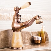 cheap Pull Out Spray-Traditional Bathroom Faucet Pull Out Basin Sink Mixer Taps Short/Tall, Vintage Brass Vessel Taps Ceramic Single Handle, with Cold and Hot Hose