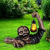 preiswerte Outdoor- &amp; Gartenanzeigen-Gruselige Halloween-Zombie-Handlichtornamente aus Kunstharz für Horrorstatuen und Gartendekorationen