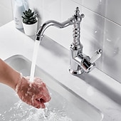 お買い得  回転可能-水栓 - シングルハンドルつの穴 電気メッキ 標準スパウト センターセット レトリ／ヴィンテージ / ミニマリスト Kitchen Taps