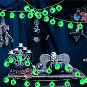 cheap Halloween Lights-Halloween Eyeball Atmosphere Led String Lights 3M 20Leds Halloween Decoration Green Lights AA Battery Power For Party Horror Lighting