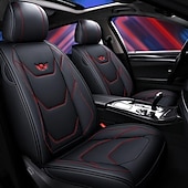 abordables Fundas de asiento para coche-Juego completo de lujo para 5 asientos funda de asiento delantero de coche universal 5D de PU impermeable almohadilla de protector de asiento transpirable