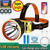 זול פנסים טקטיים-פנס led סופר בהיר usb נטענת מנורת כורים פנס בוהק בהספק גבוה פנס דיג שדה צמוד ראש מנורת סוללה בעלת קיבולת גבוהה לפיד סוללה אור לבן ואור צהוב שני סוגי תאורה