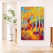 preiswerte Landschaftsgemälde-Handgefertigtes, handgemaltes Ölgemälde, Wandkunst, Frühlingsbirkenwald, Gemälde auf Leinwand, moderne Textur, grüner Baum, Gemälde, Dekor, gerollte Leinwand, kein Rahmen, ungedehnt