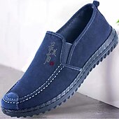 Men's Loafers & Slip-Ons Casual Shoes Slip-on Sneakers Comfort Shoes Casual Daily Canvas Breathable Comfortable Slip Resistant Loafer Black Blue Spring Fall 9