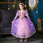 ieftine Costume pentru fete-Prințesă Rapunzel Rochii Manta Rochie de fete cu flori Cosplay Partidul costumelor for Fete Pentru copii Zuia Copiilor Mascaradă Nuntă Invitat la nunta