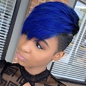 economico Parrucche trendy sintetiche-parrucche corte pixie cut con frangia bionda mista marrone parrucche sintetiche miste marroni per le donne nere parrucche corte pixie per le donne parrucche del partito di cosplay di halloween