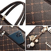 tanie Torby i torebki-Damskie Torebka Torba przez ramię Torba na ramię Torba bostońska Skóra PU Biuro Codzienny Święto Wisiorek Zamek Duża pojemność Wodoodporny Trwały Geometryczny Kolorowy blok ciemny liść klonu z kaw