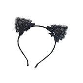 economico Maschera di Halloween &amp; Accessori-maschera mascherata in pizzo per donna, maschera mascherata nera per donna maschera per gatti fascia per orecchie di gatto con girocollo a cuore