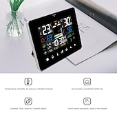 abordables Radios y relojes-Pantalla digital despertador estación meteorológica sensor de temperatura con termómetro electrónico barómetro meteorológico sensor de pronóstico