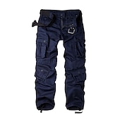 preiswerte Cargohosen-Herren Cargohose Cargohosen Arbeitshose Fallschirmhose Tasche Multi Pocket Höhenanstieg Einfarbig tragbar Draussen In voller Länge Outdoor Casual Strassenmode Klassisch Lockere Passform Gelbe Tarnung