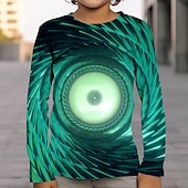 billiga Pojkens 3D Vision &amp; Geometri-pojkar 3D-grafik optisk illusion t-shirt långärmad 3D-tryck sommar vår höst sport mode streetwear polyester barn 4-12 år utomhus casual daglig normal passform