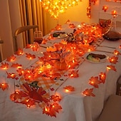 cheap USB String Lights-Red Maple Leaf USB String Lights Halloween Thanksgiving and Fall Decorations for Home Party and  Autumn Atmosphere Decoration